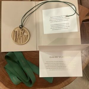David Yurman Gold Skyline Pendant, Ribbon, Cards